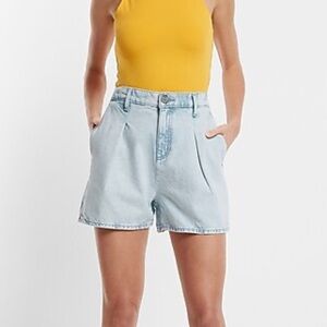 Express Blue Jean Shorts with Paper-Bag Waist
